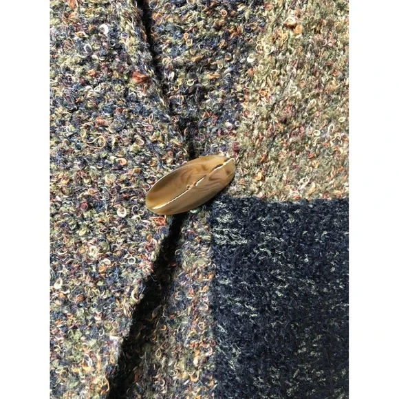 Vtg. Chicos Cardigan Sweater Duster Long Knit Open Front Pockets Brown Black | L - Picture 9 of 16